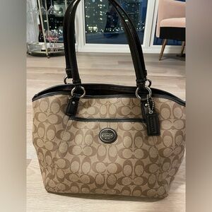 Coach Brown and Tan Signature Tote